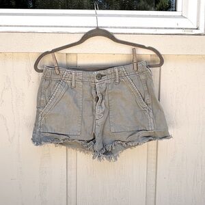 Grey/green American Eagle frayed jean shorts